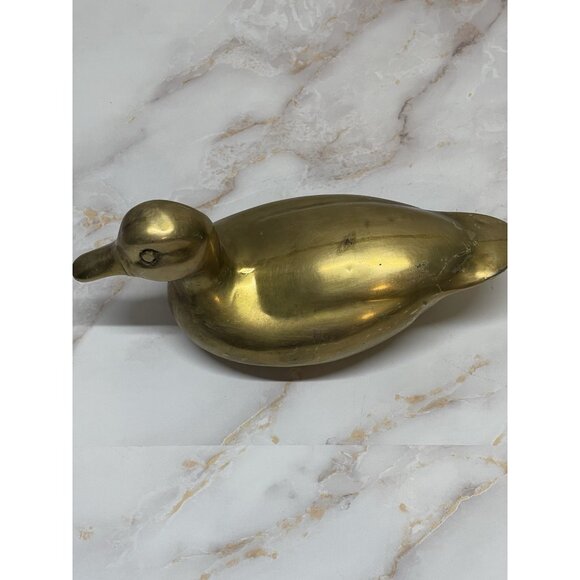 VTG Solid Brass Full Body Duck Figure Green Felt Bottom - Picture 10 of 10